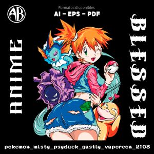 Pokemon - Misty Psyduck Gastly Vaporeon-Vector - SKU2108
