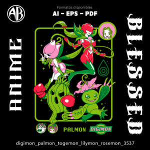 Digimon - Palmon Togemon Lilymon Rosemon-Vector - SKU3537